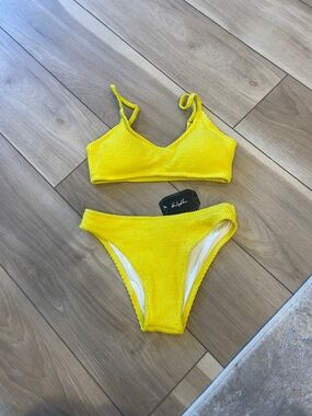 New Soly Hux Bright Yellow Ribbed Bikini Set